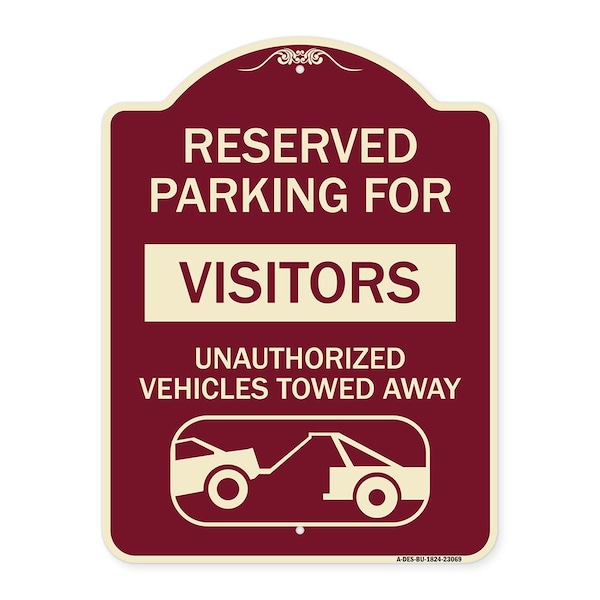 Signmission Reserved Parking for Visitors Unauthorized Vehicles Towed Away Alum Sign, 24" x 18", BU-1824-23069 A-DES-BU-1824-23069 - main